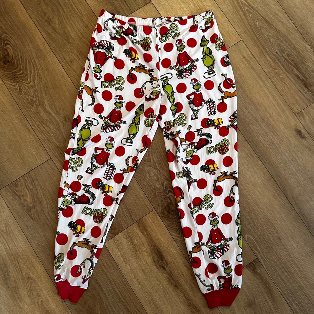 Dr Seuss The Grinch Christmas Pajama Pants Women M Polka Dot Joggers